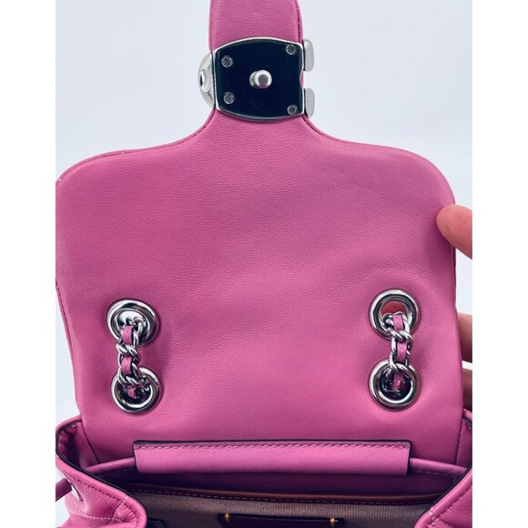 Coach Tabby Backpack Pillow Quilting Nappa Leather Pink Convertible Chain Strap - Picture 11 of 16
